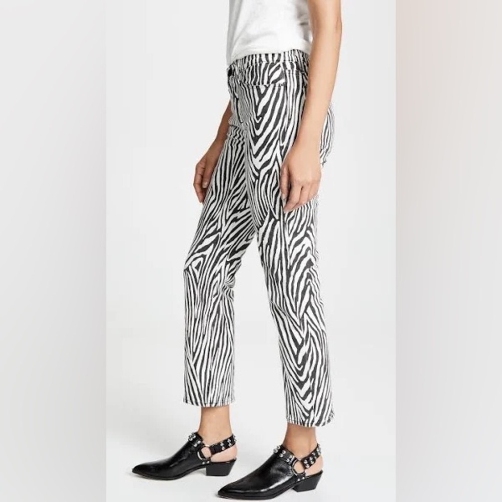 Frame Denim Le High Straight Jeans Noir Multi Zebra Size 34 - Picture 3 of 15